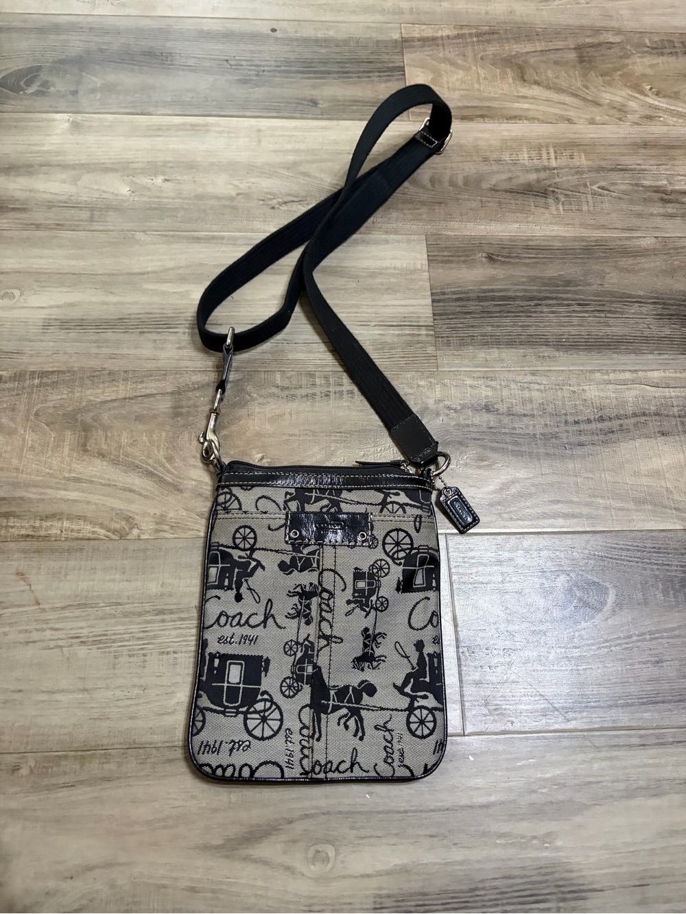 Coach Horse and Carriage Print Canvas Crossbody Bag